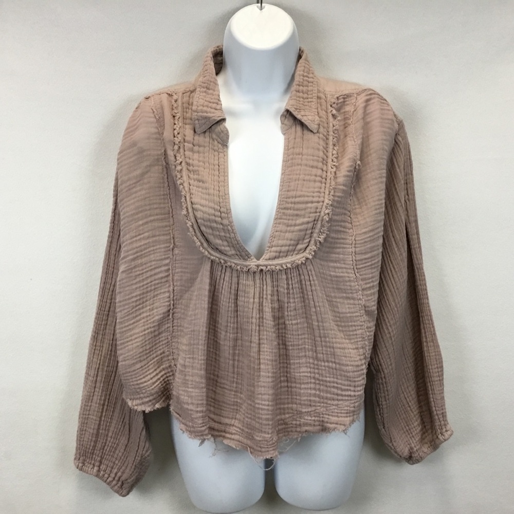 We The Free Cozy Dreams Pullover Gauze Top in Daytime Fireworks Oversized Size S